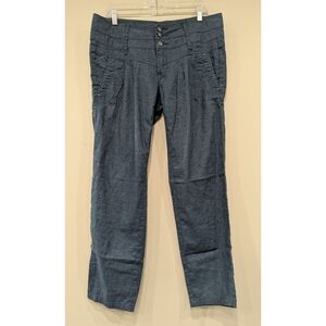 Prana Lizbeth Teal Hemp Blend Button Fly Pants Size 12